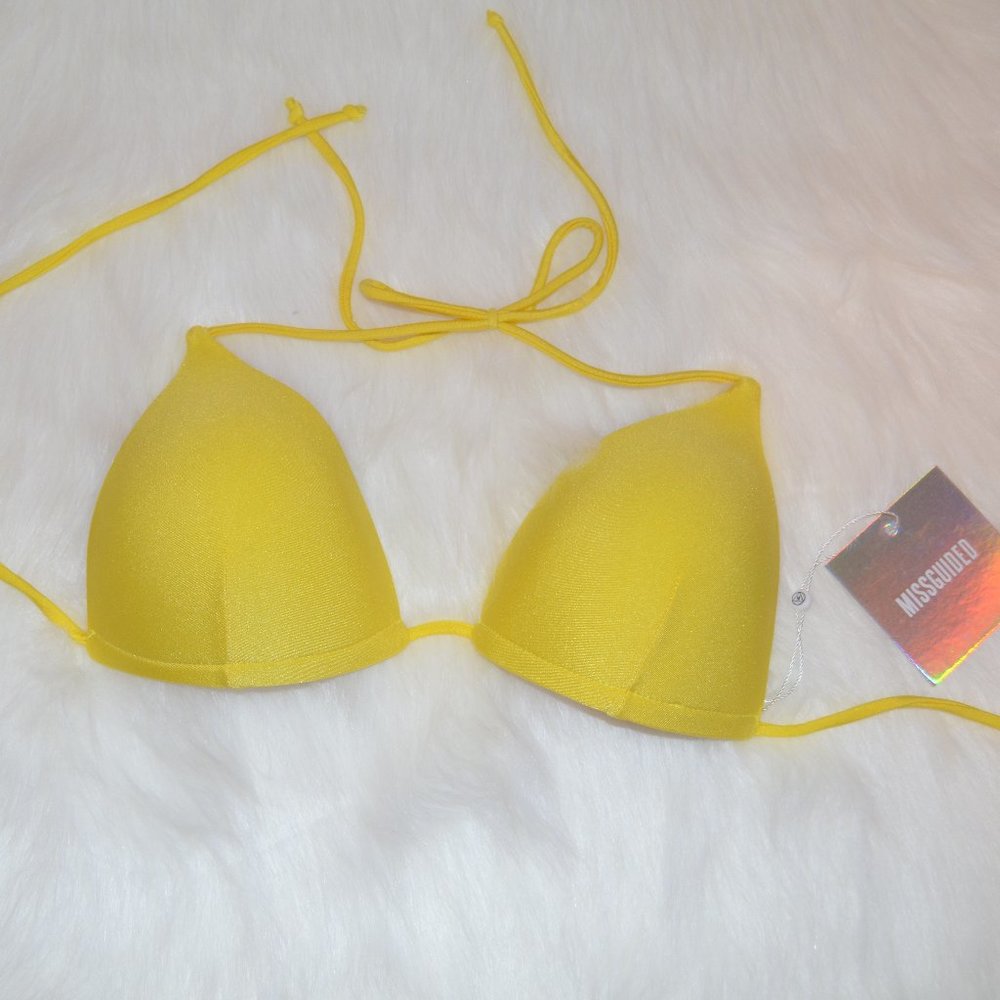 💥5/25  NWT Missguided Yellow Bikini Top foam cups